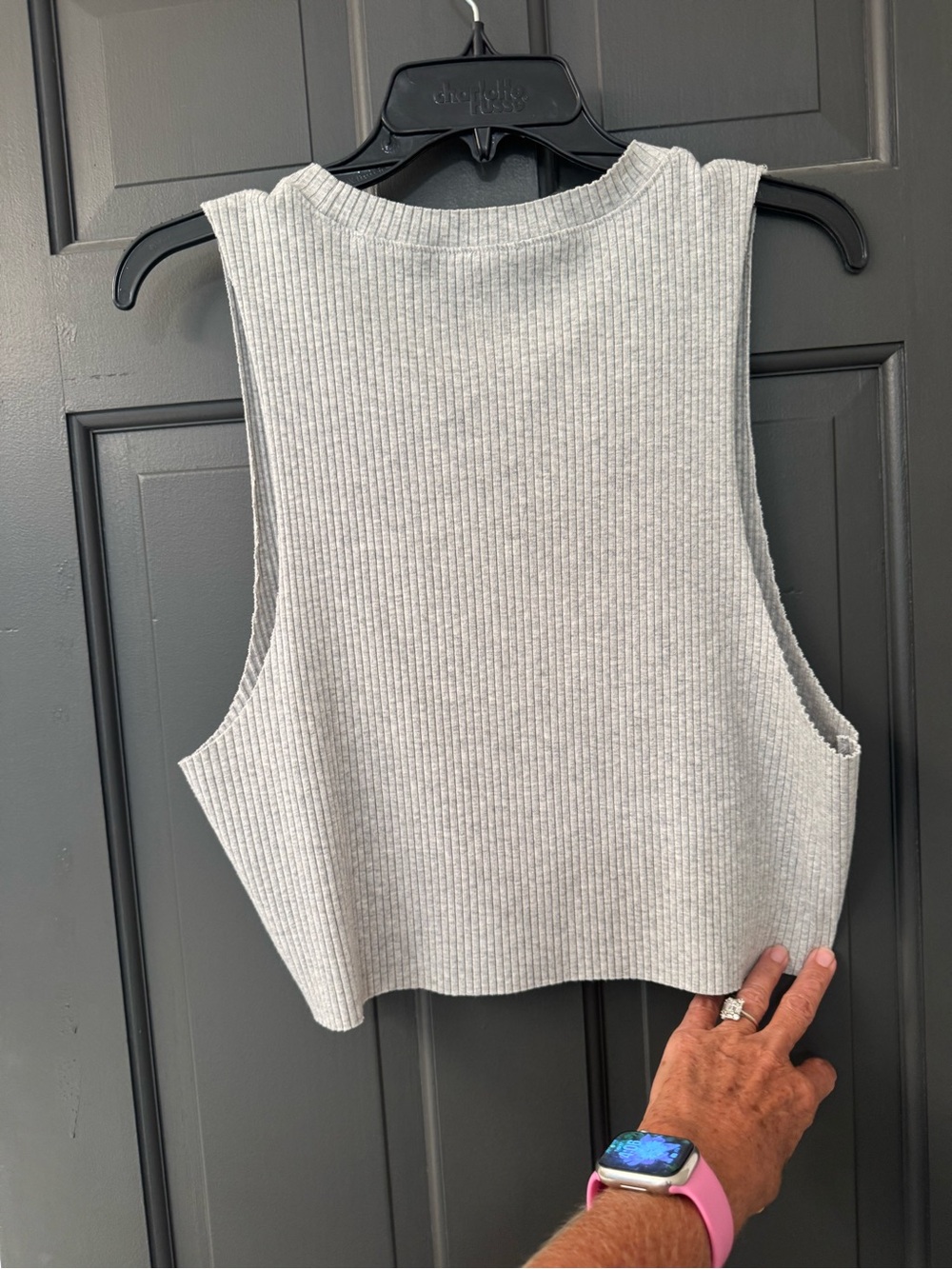 aerie Light Gray Ribbed Cropped Tank - Picture 3 of 4